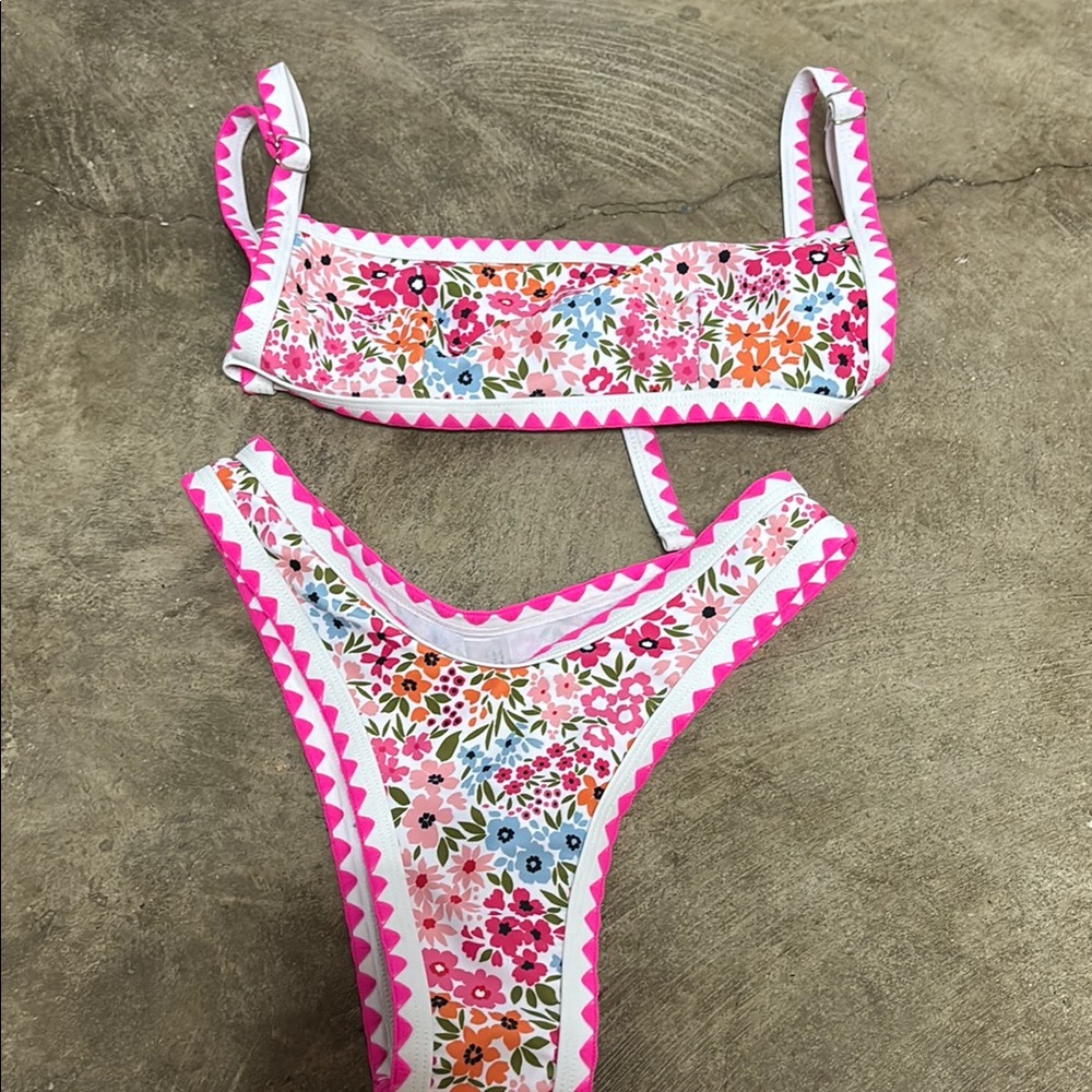 Amazon Pink Bikini Set with Floral Design